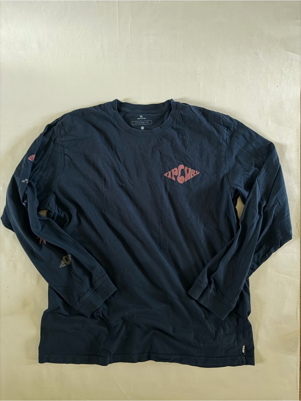 Rip Curl Navy Long Sleeve Tee with Pink Logo